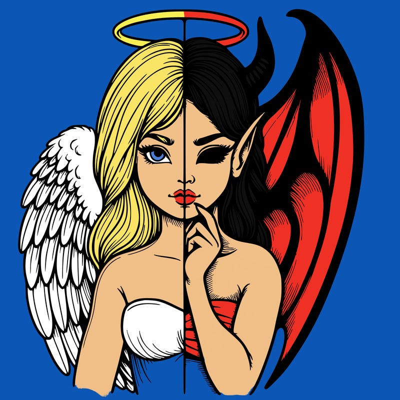 realistic angel half demon