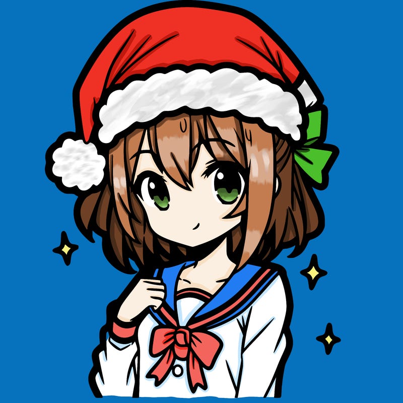 anime girl wearing a santa hat