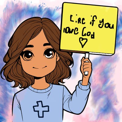 realistic girl holding up a sign