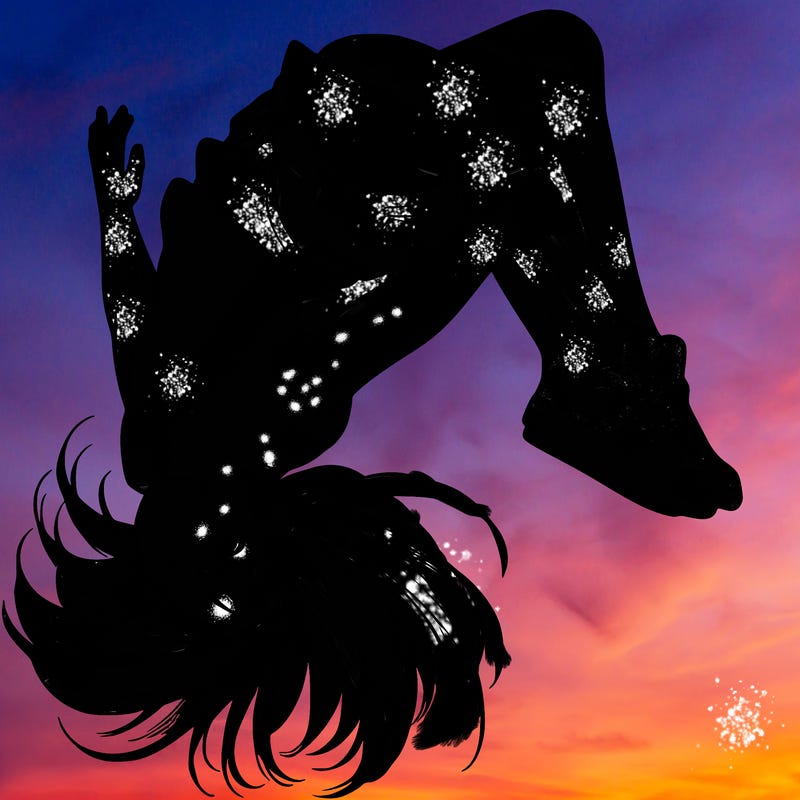 realistic girl doing a backflip