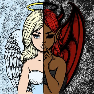 realistic angel half demon