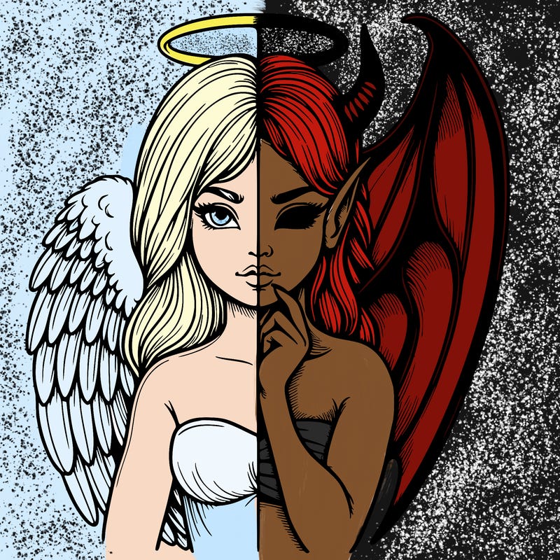 realistic angel half demon