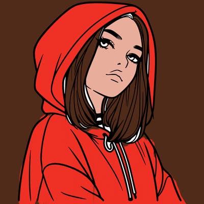 a realistic girl in a hoodie