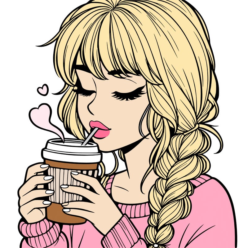 realistic girl drinking coffee