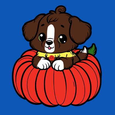 cute little puppy in a pumpkin