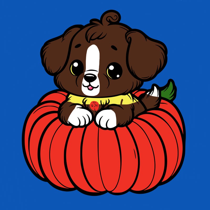 cute little puppy in a pumpkin