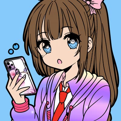 anime girl with a phone