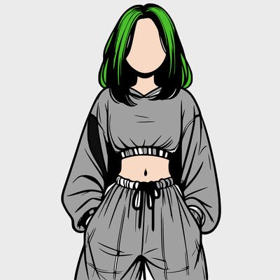 realistic girl faceless with baggy pants and a crop top