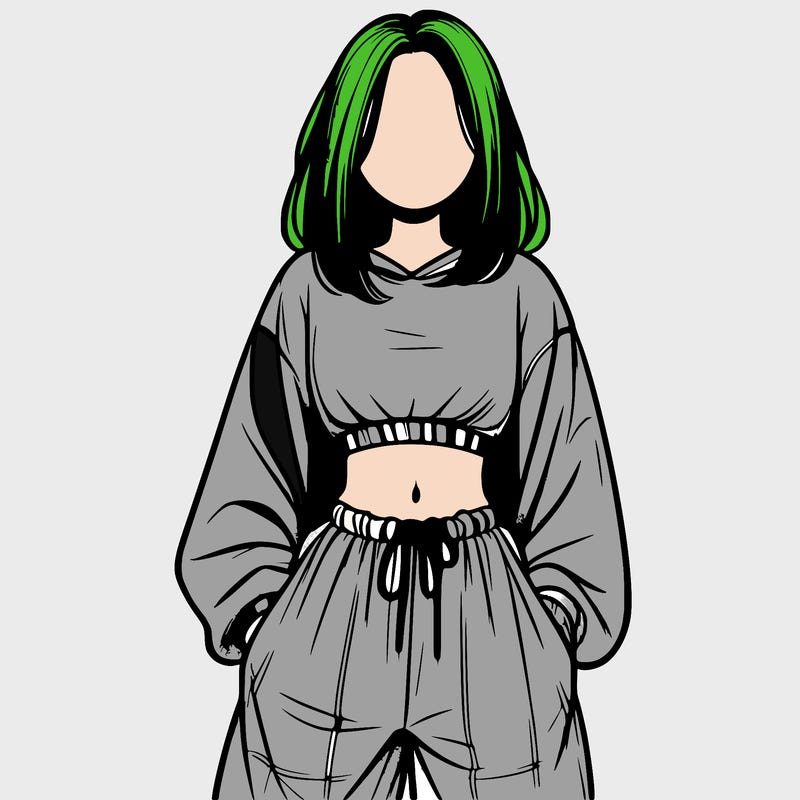 realistic girl faceless with baggy pants and a crop top