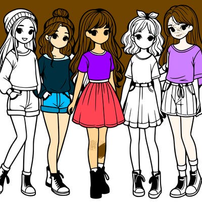 a group of five girls