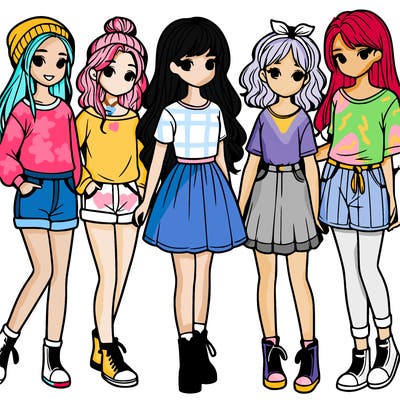 a group of five girls