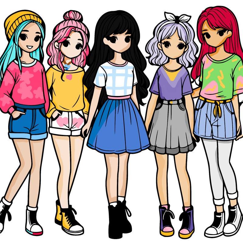 a group of five girls