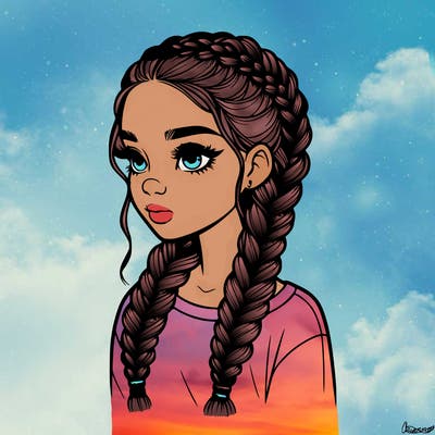 realistic girl with braids
