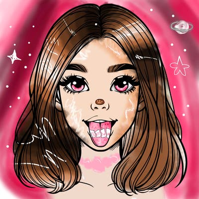 realistic girl with her tongue out