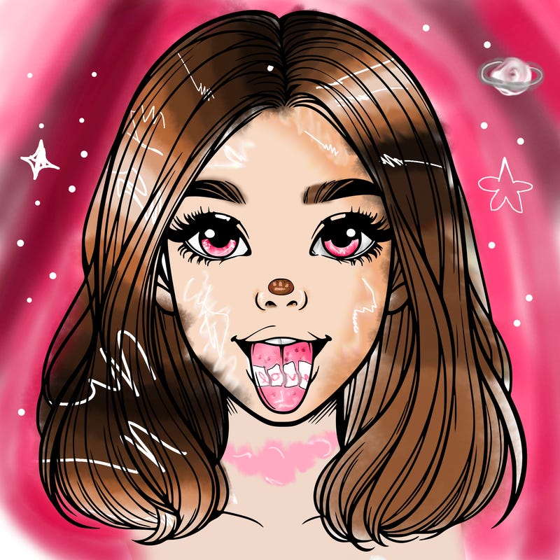 realistic girl with her tongue out