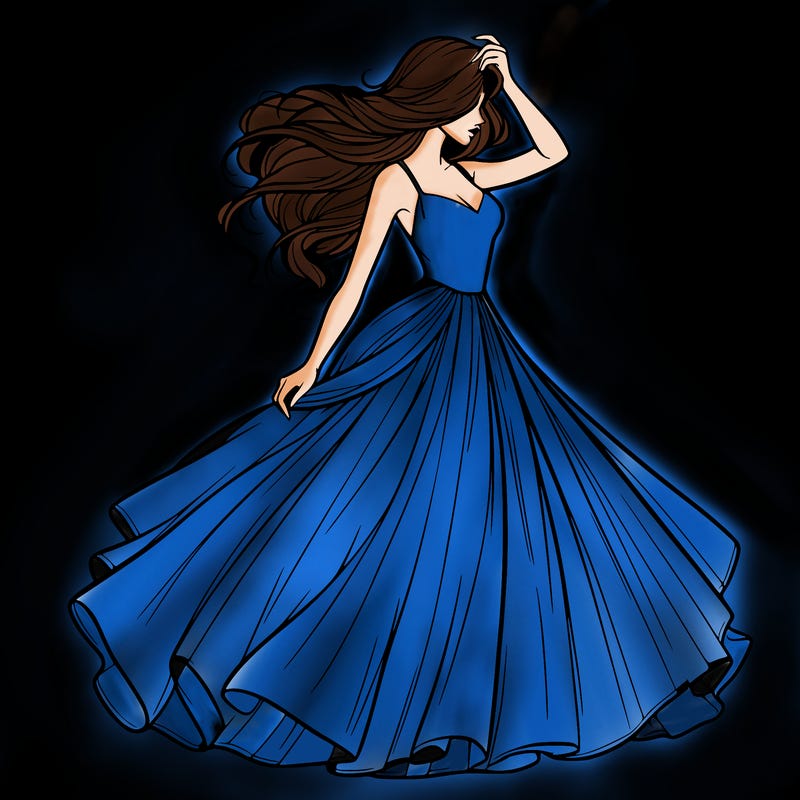 realistic woman with dress flowing in the wind