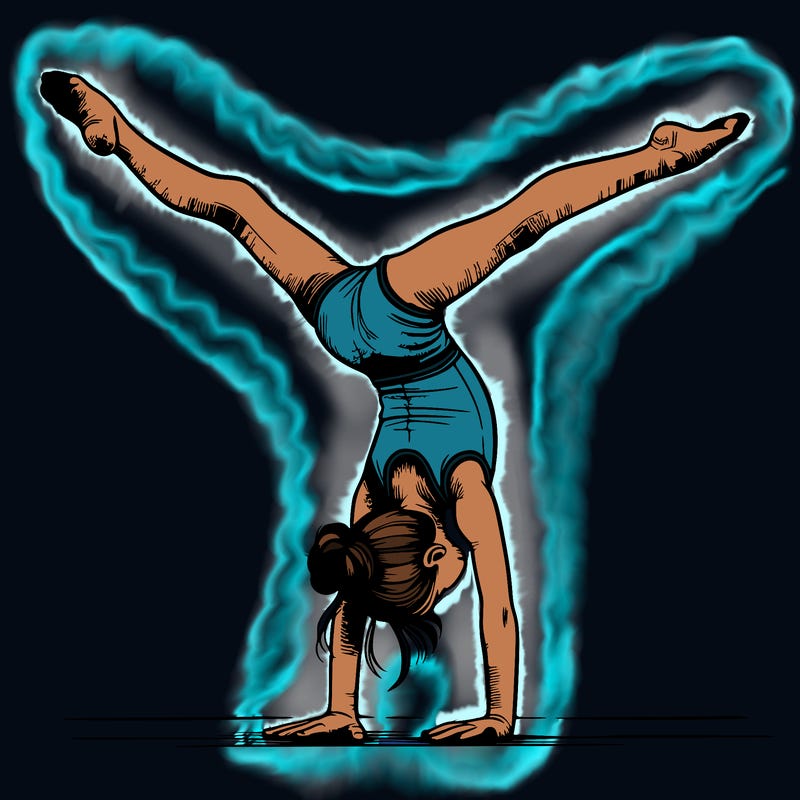 realistic gymnastic hand stand girl in four splits