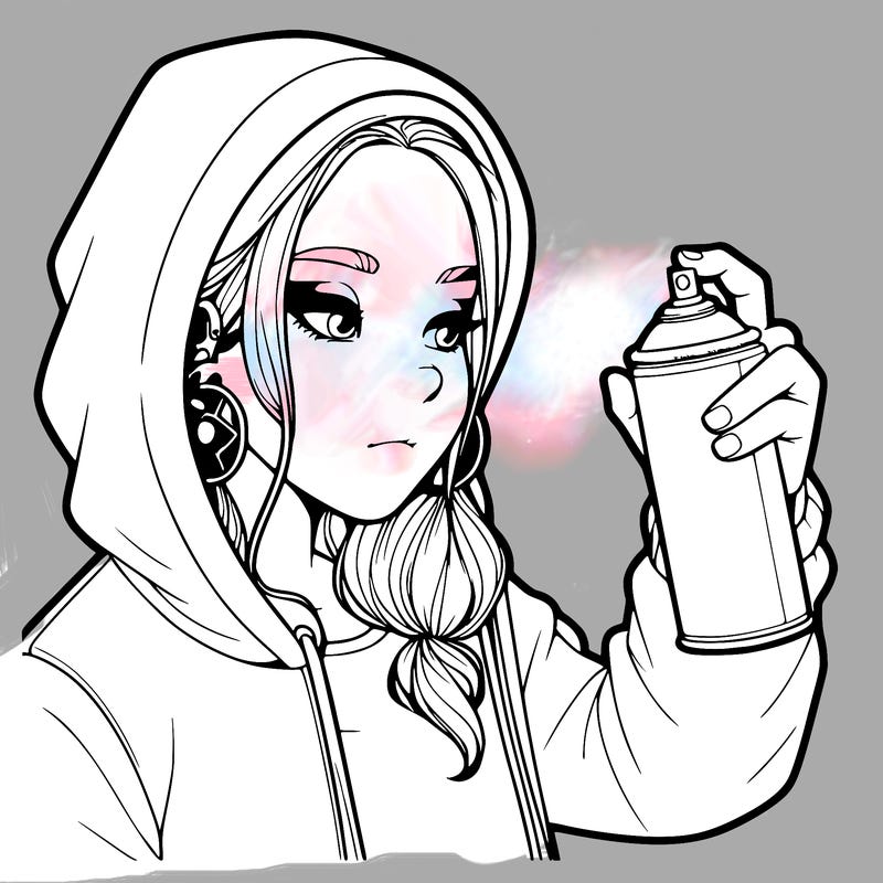 a realistic girl, spray painting
