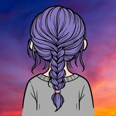 back view of girl with a plat in her hair