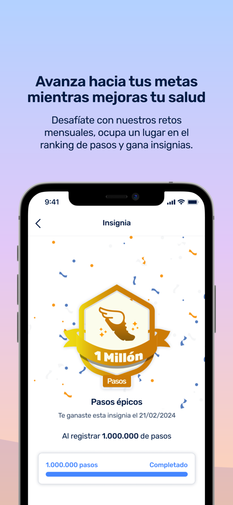 1DOC3 - 1DOC3 app screenshot showing a one million steps achievement badge for corporate fitness challenges
