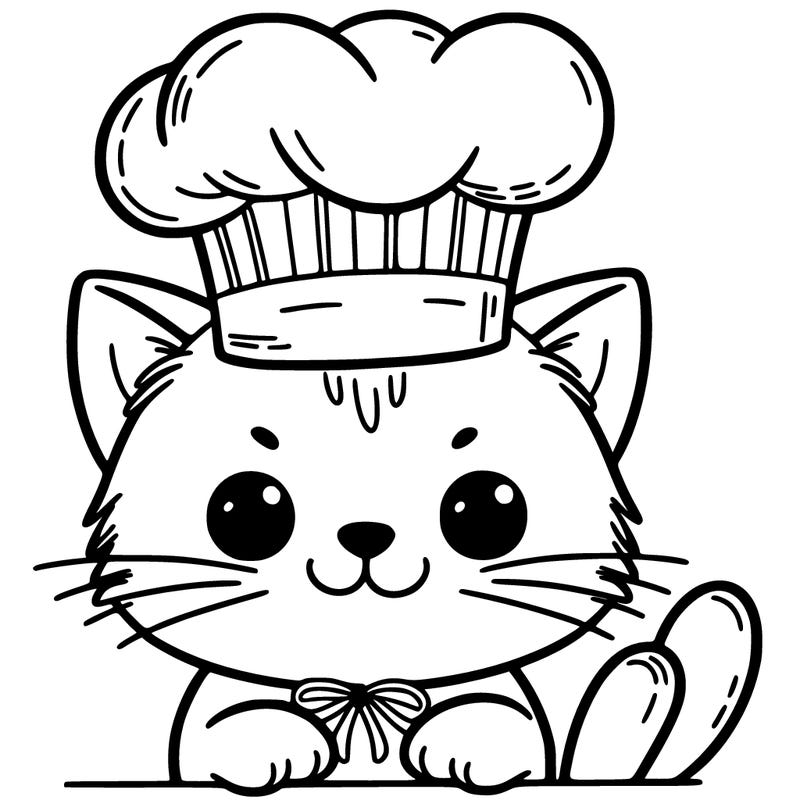 a cat with a chef's hat on