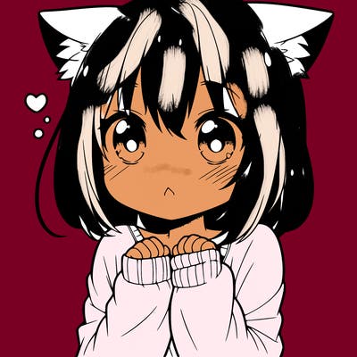 shy anime catgirl