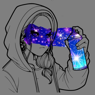 a realistic girl, spray painting