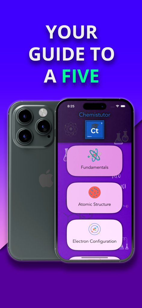 Chemistutor - iPhone screen displaying Chemistutor app with AP Chemistry curriculum units