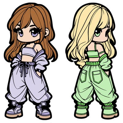 girl in crop top and baggy pants