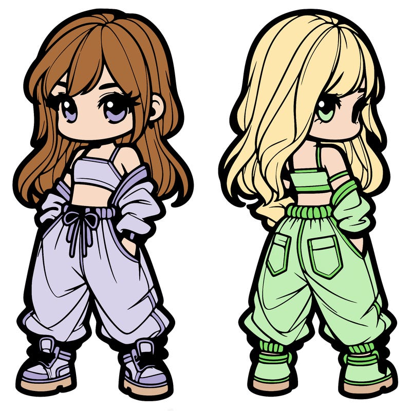 girl in crop top and baggy pants