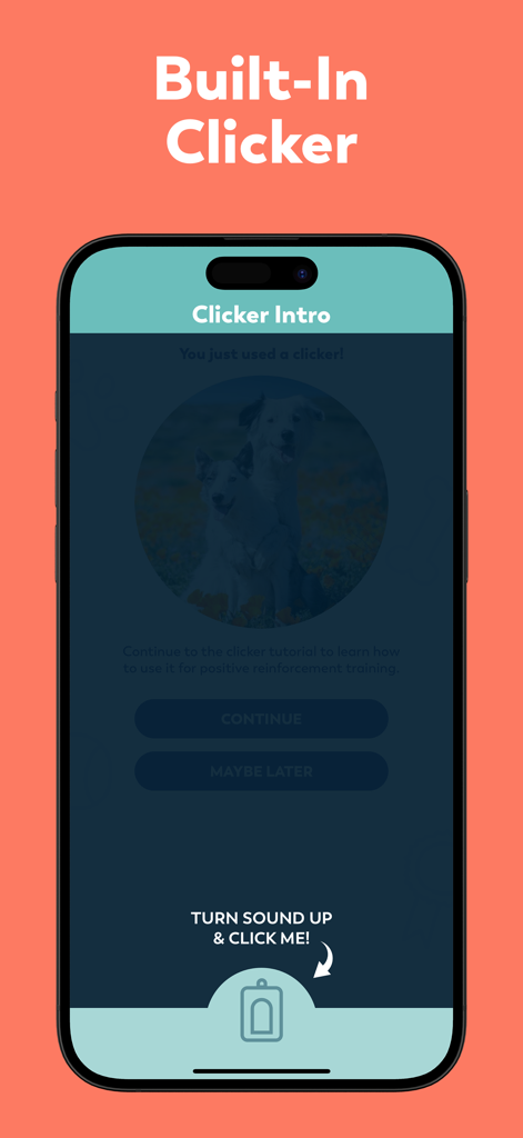 Puppr - Dog Training & Tricks - Puppr app interface showing the built-in digital training clicker for positive reinforcement