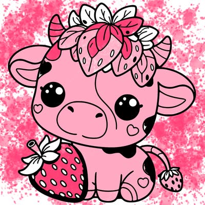 cute strawberry cow