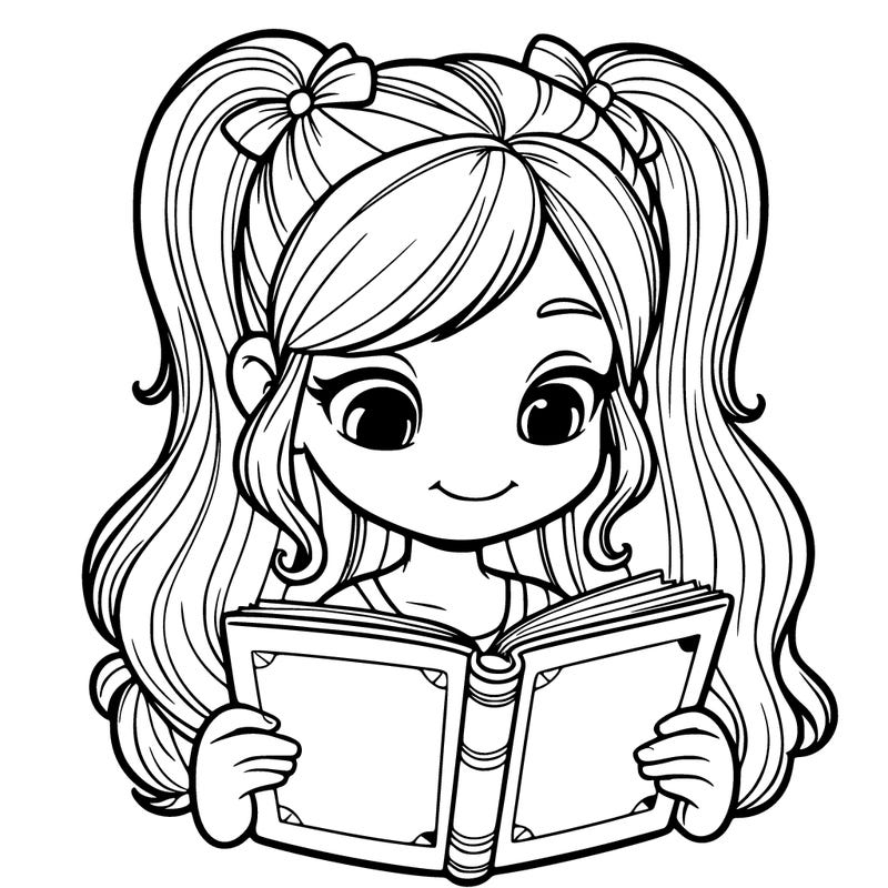 realistic girl reading a book