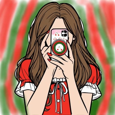 a realistic girl holding her phone taking pictures