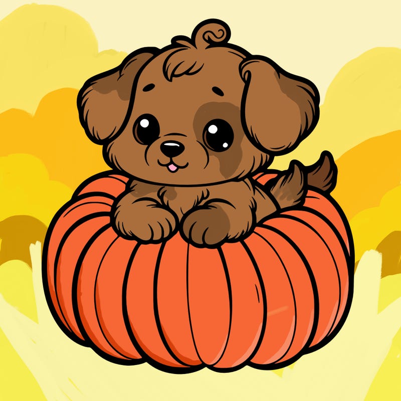 cute little puppy in a pumpkin