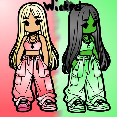 girl in baggy pants crop top and long hair