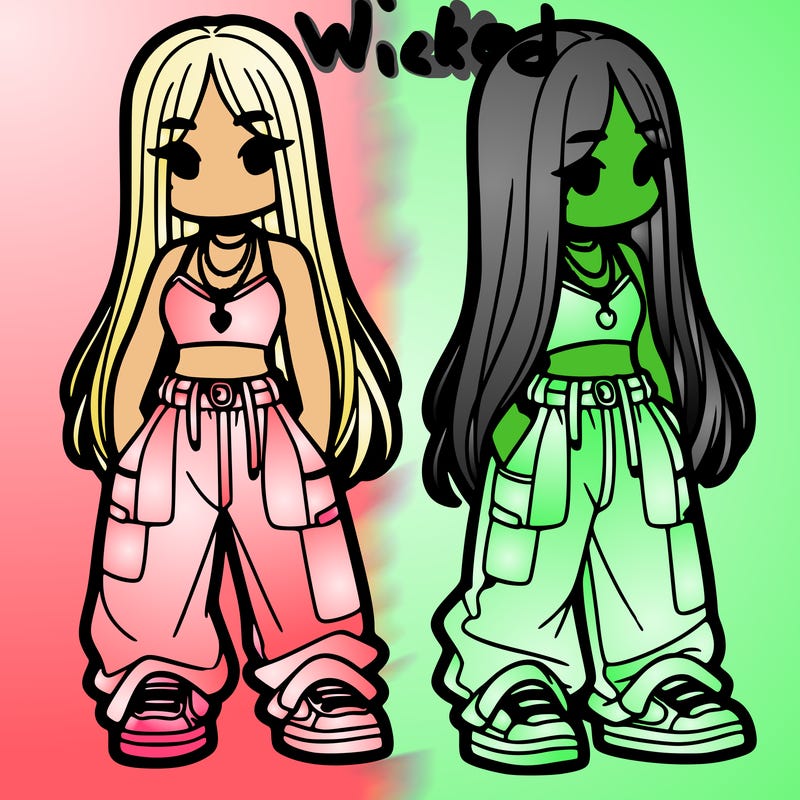 girl in baggy pants crop top and long hair