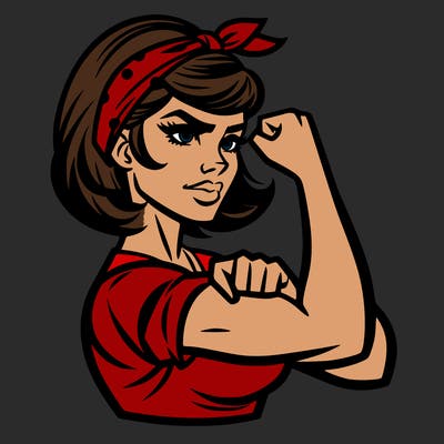 strong woman with a 60s american ad style