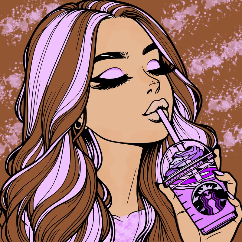 realistic girl drinking starbucks