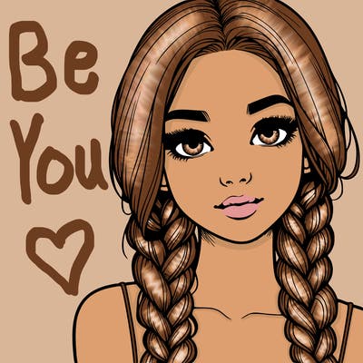 realistic girl with braids