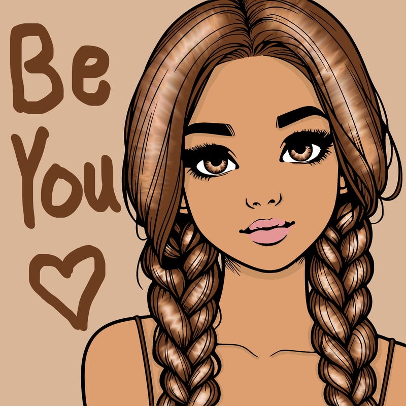 realistic girl with braids