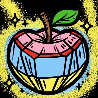 very shiny crystal apple