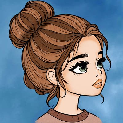 realistic girl with bun