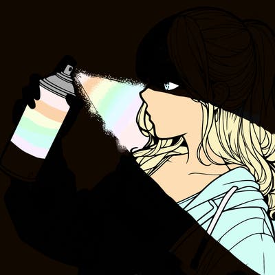 a realistic girl spray, painting