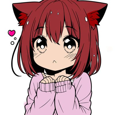 shy anime catgirl
