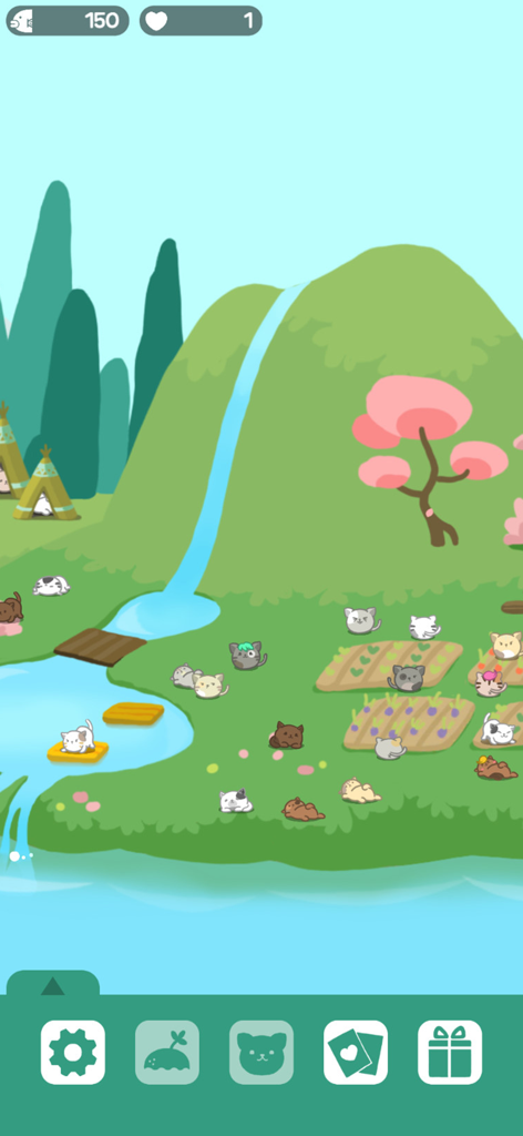 Solitaire Cat Paradise - Accogliente isola cartone animato con cascate, giardini e molti gatti carini in Solitaire Cat Paradise