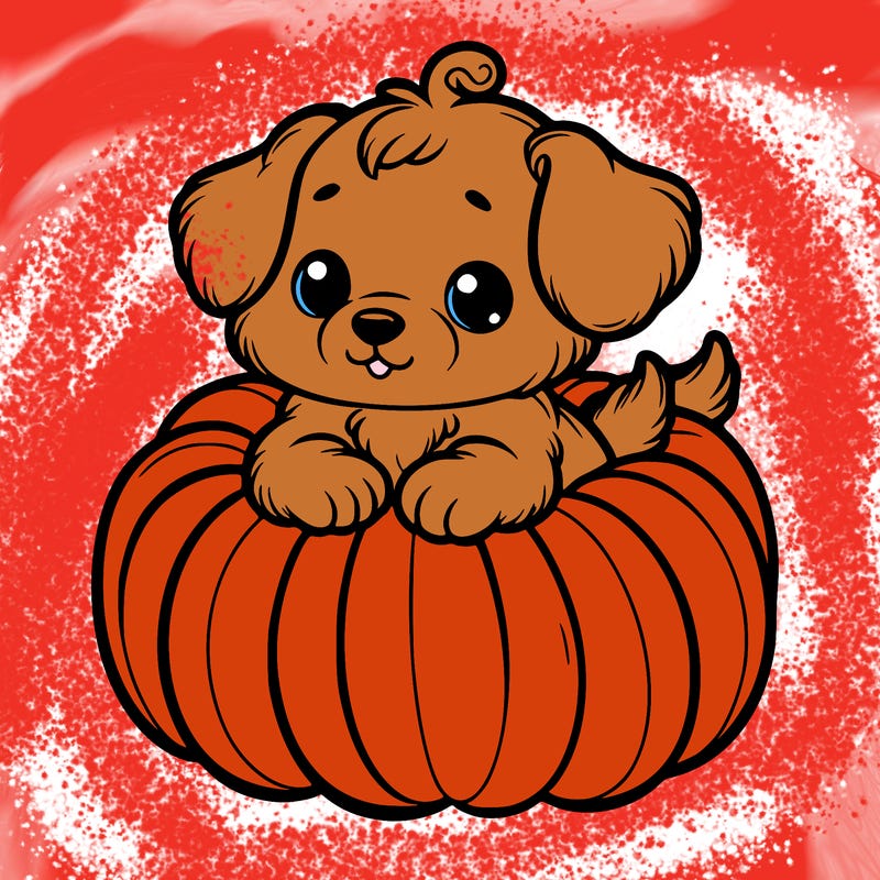 cute little puppy in a pumpkin