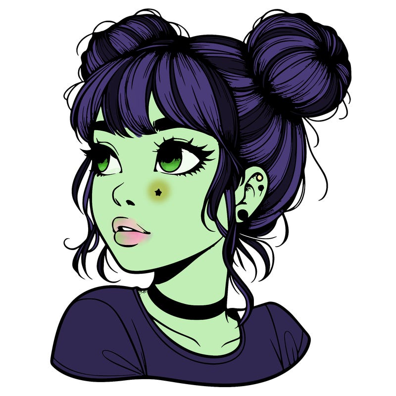 realistic girl with spacebuns