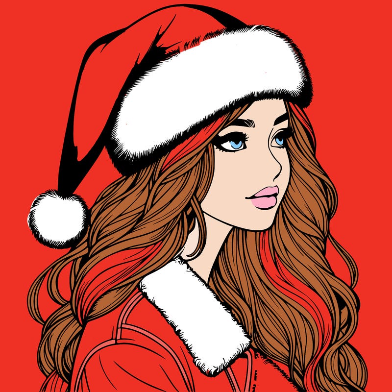 realistic girl in santa hat