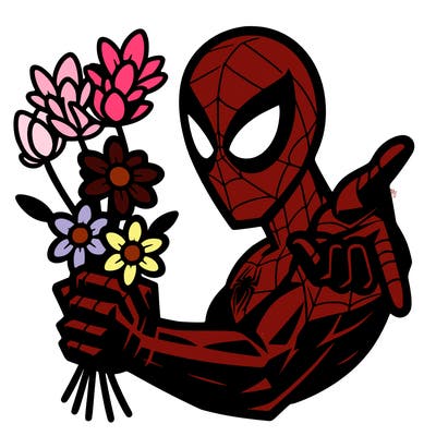 spiderman with flowers